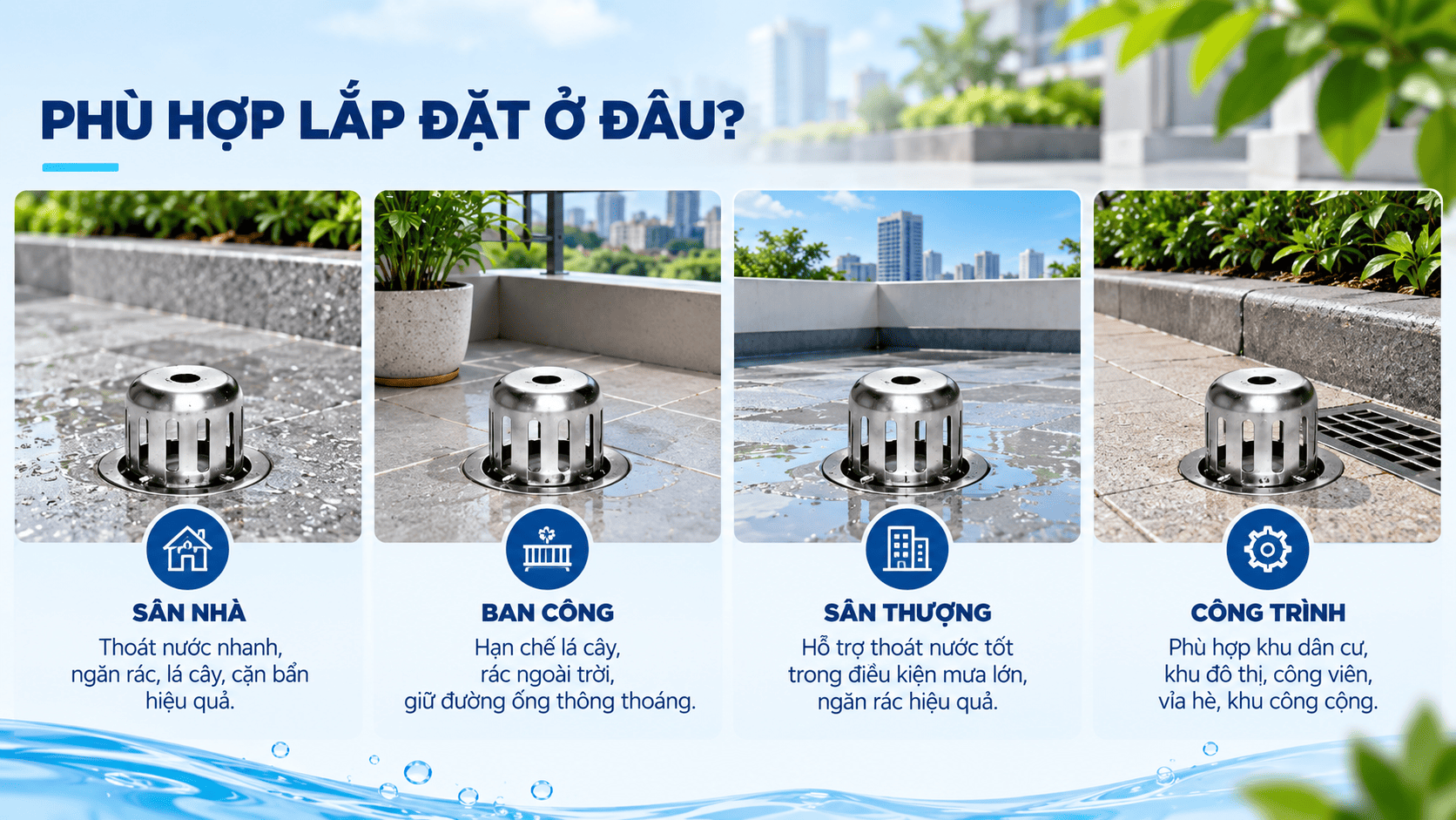 cầu chắn rác sân thượng