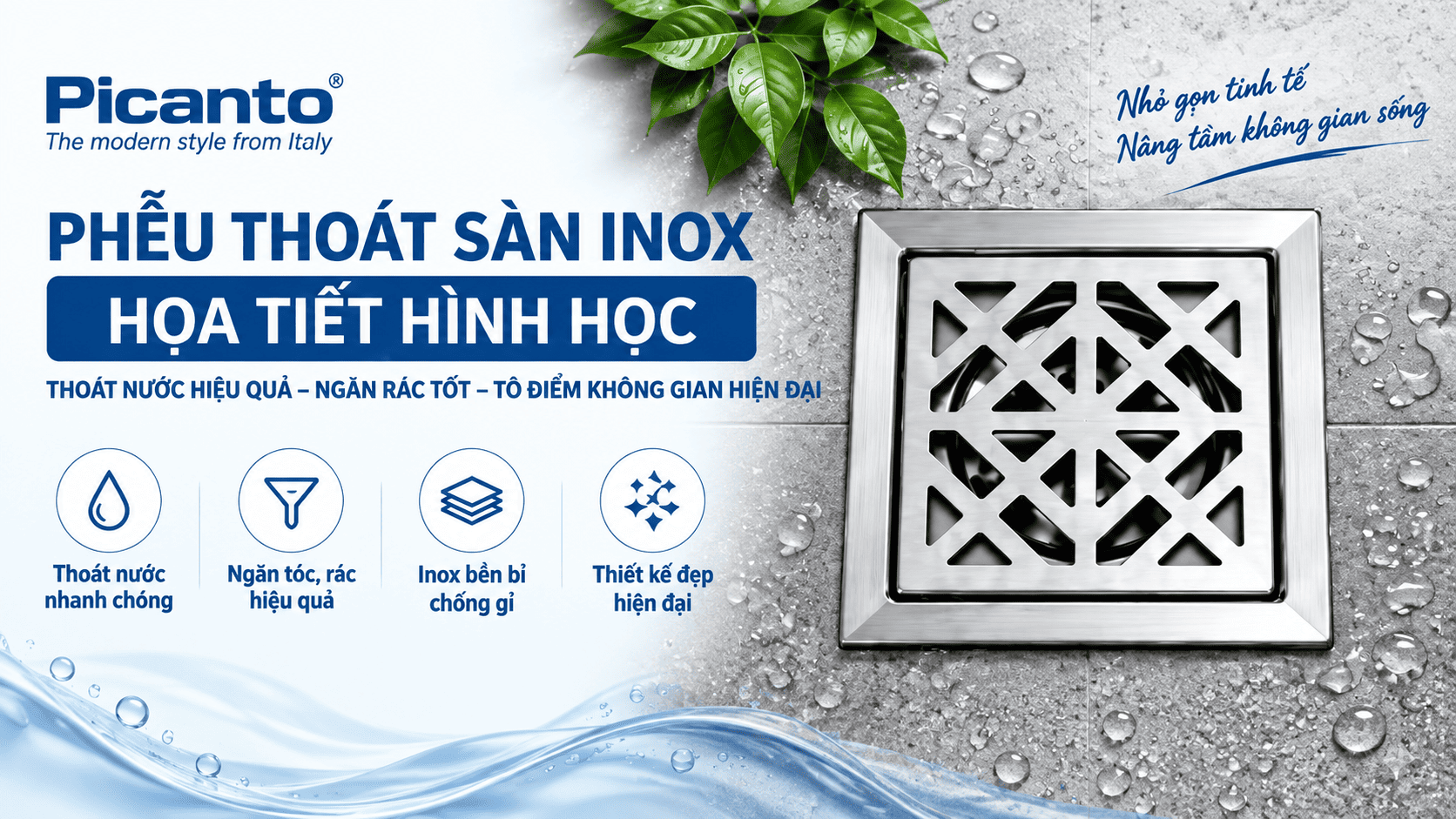 phễu thoát sàn inox họa tiết