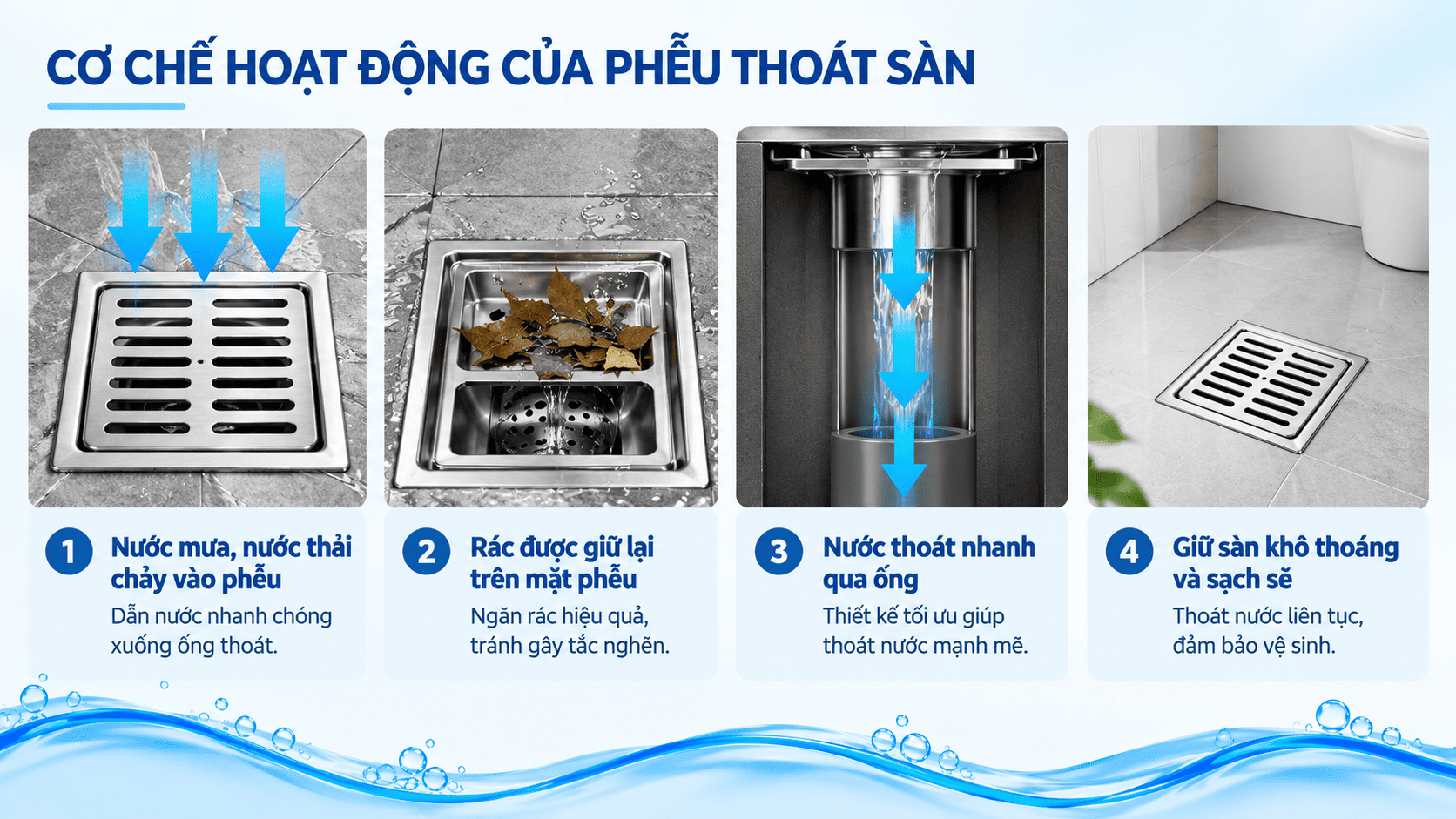 phễu thoát sàn nan ngang