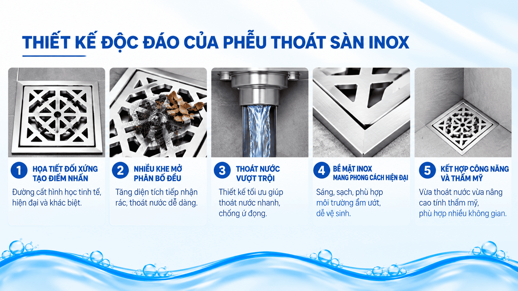 phễu thoát sàn họa tiết