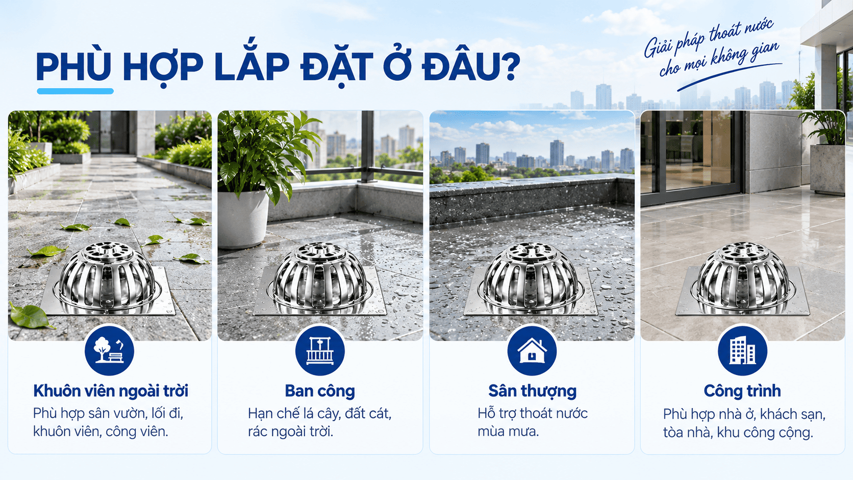 cầu chắn rác lắp ở đâu