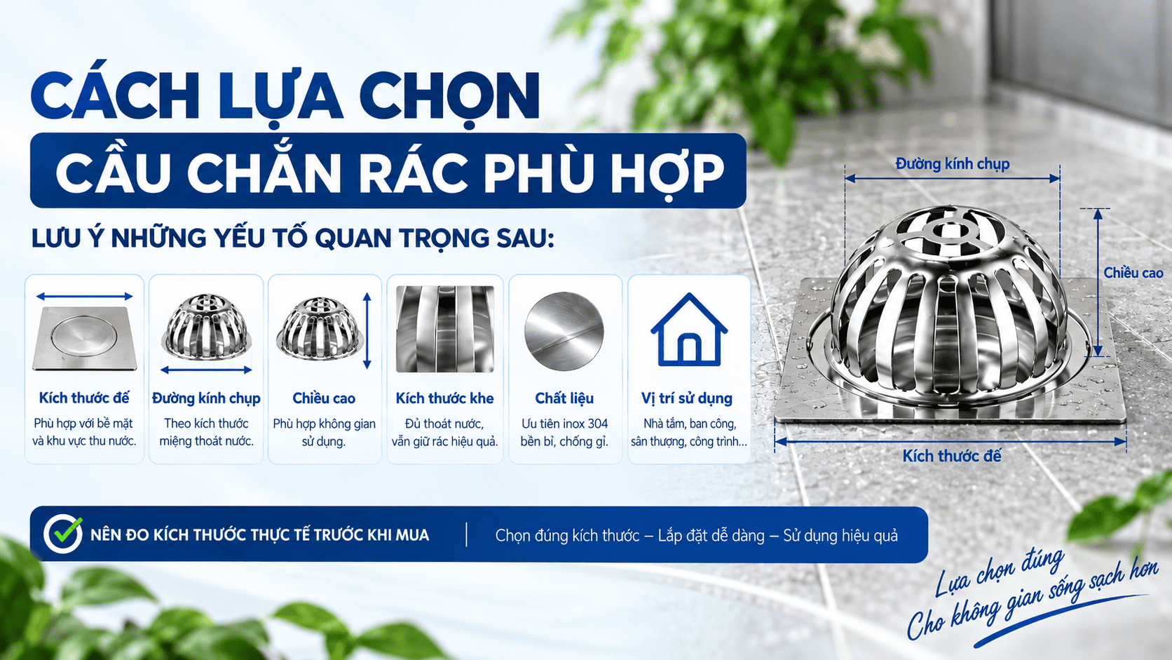 cách lựa chọn cầu chắn rác phù hợp