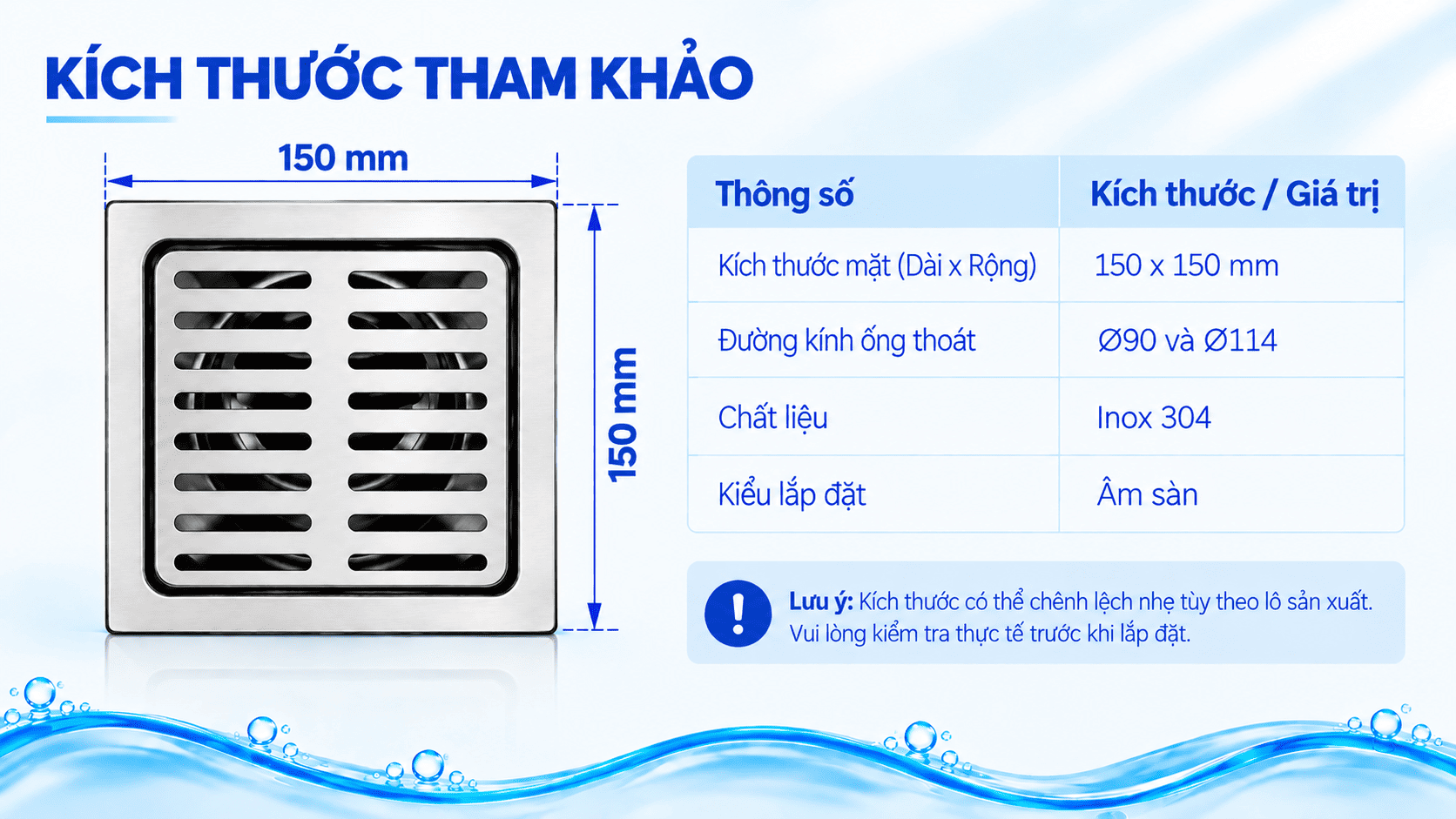 kích thước 150x150mm