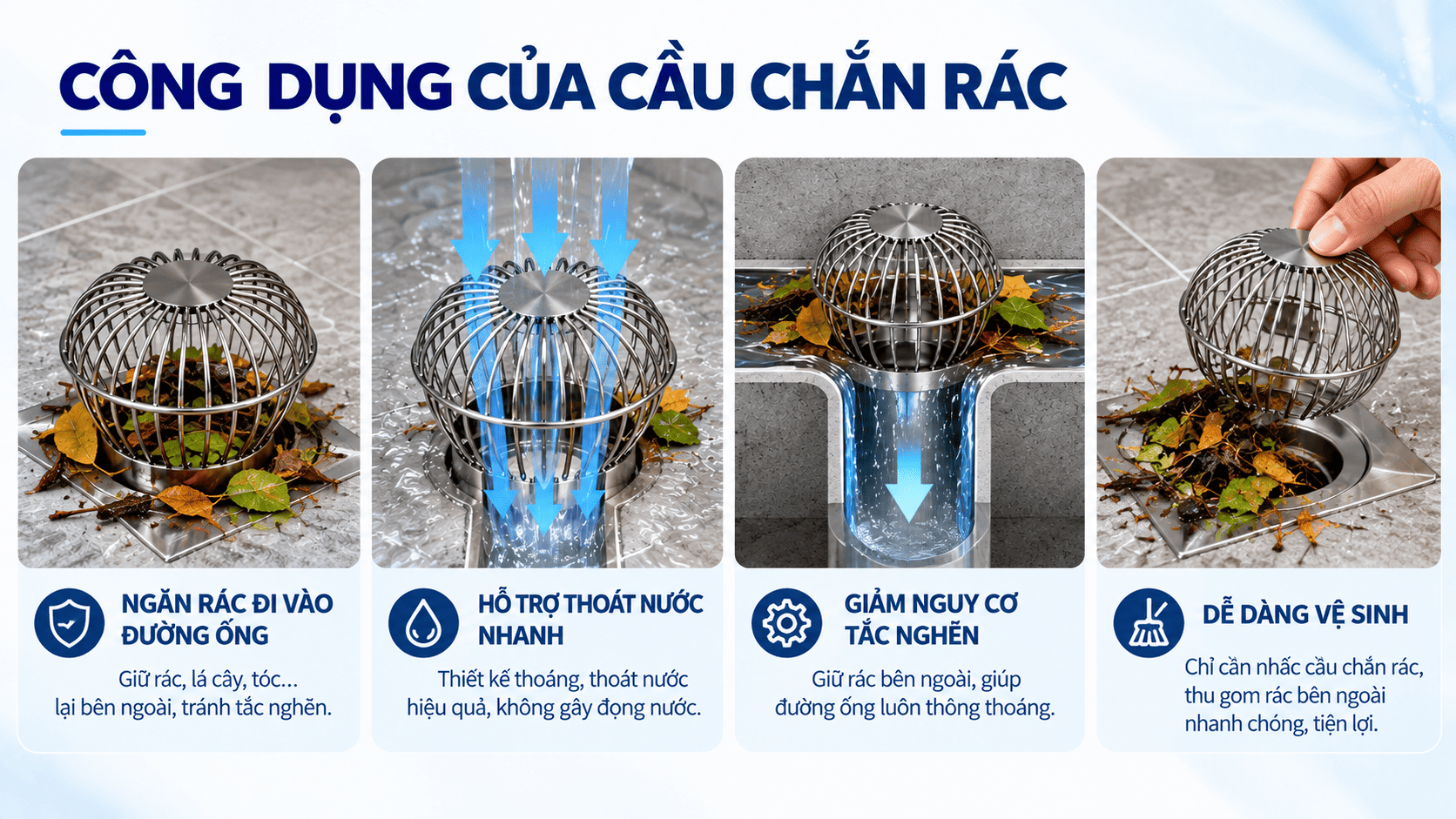 tính năng công dụng của cầu chắn rác