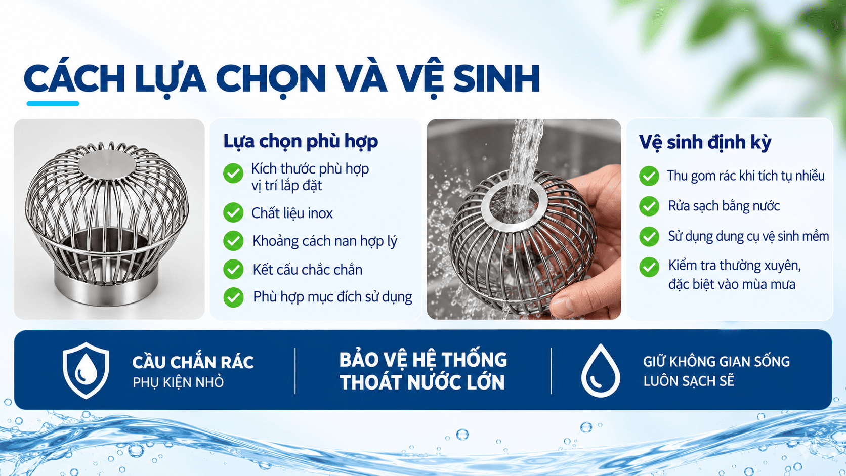 Cách lựa chọn cầu chắn rác phù hợp