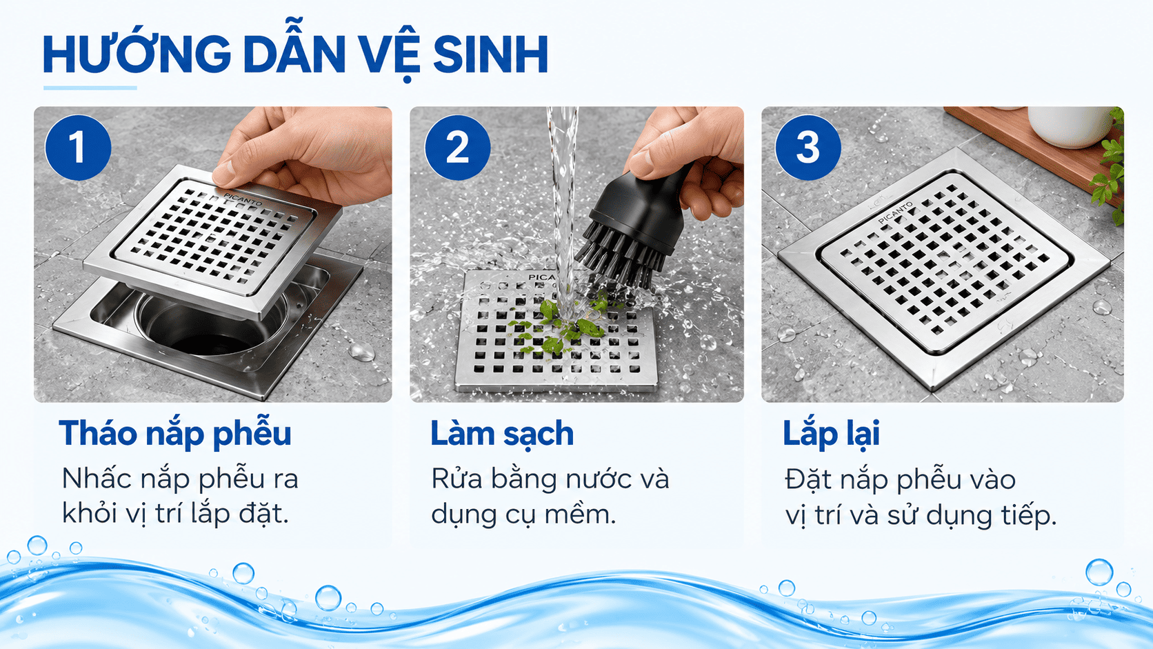 hướng dẫn vệ sinh phễu thoát sàn