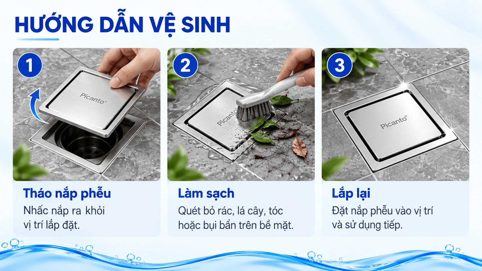 hướng dẫn vệ sinh phễu thoát sàn