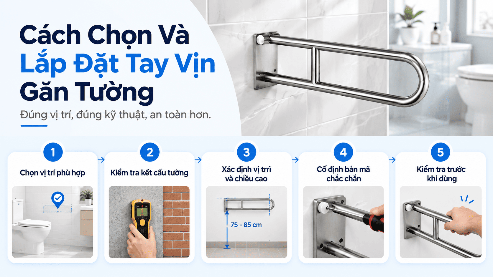 Tay vịn phòng tắm gắn tường