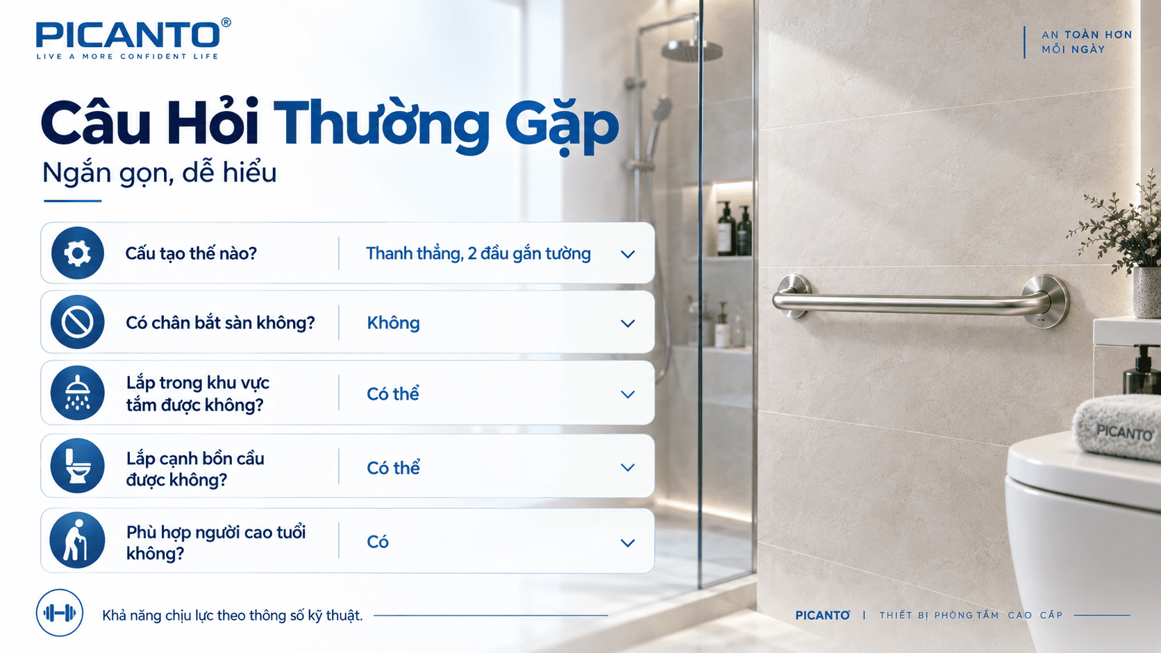 tay vịn thẳng phòng tắm
