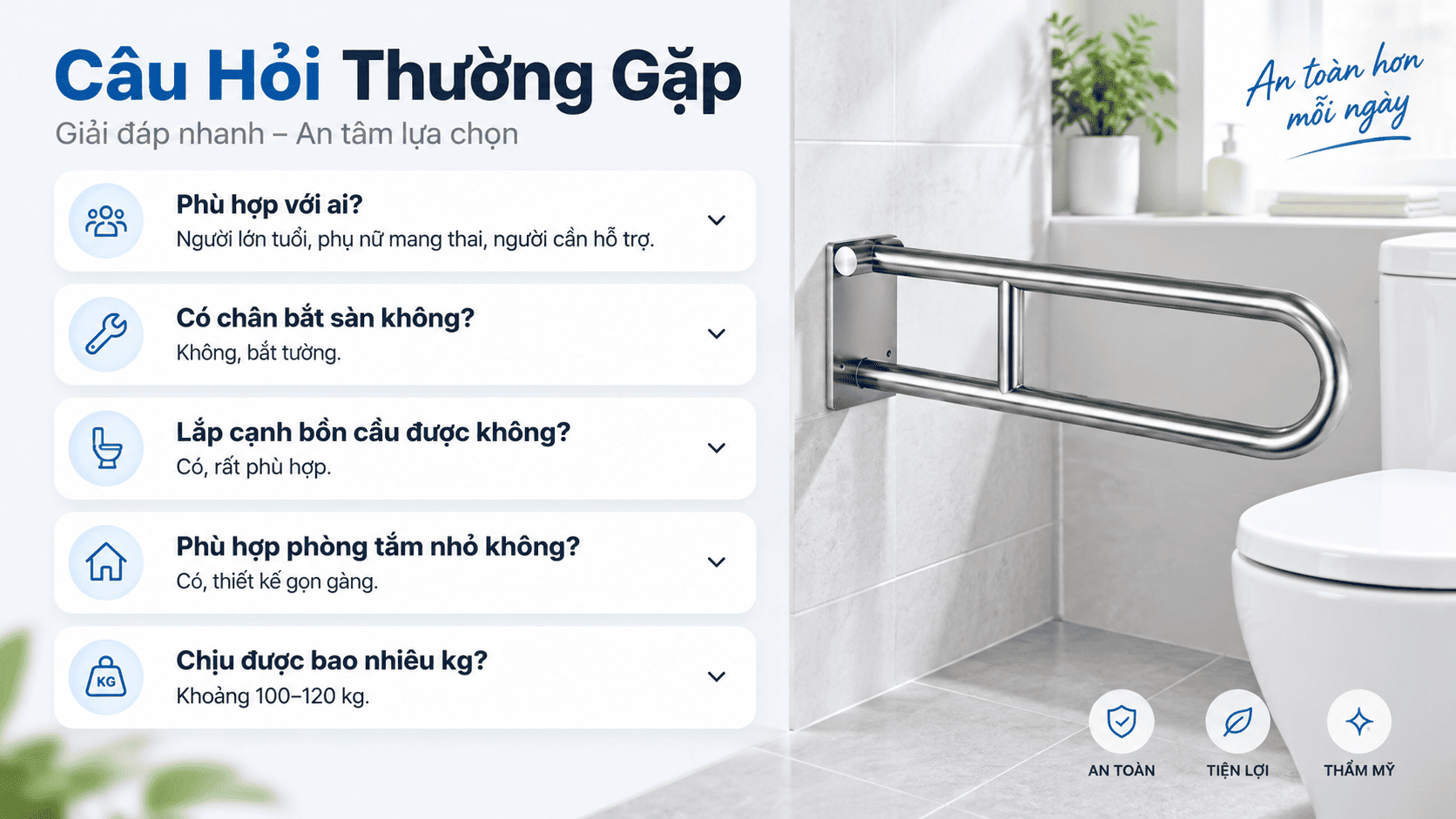 Tay vịn phòng tắm gắn tường