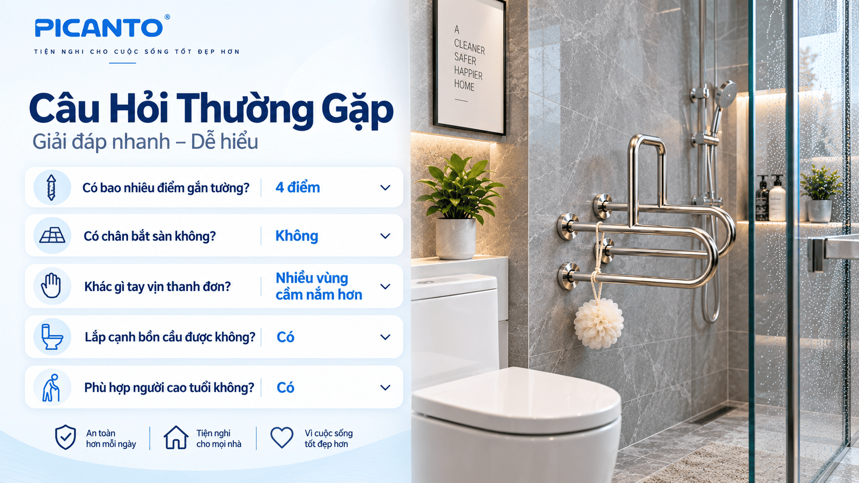 Tay vịn phòng tắm đa năng