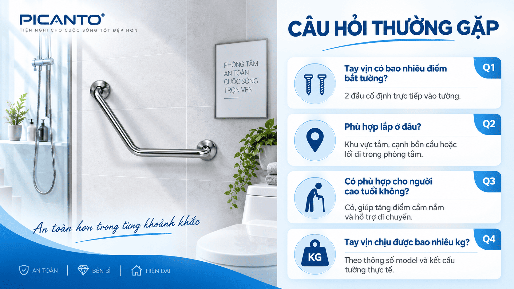 Thanh tay vịn gắn tường PICANTO