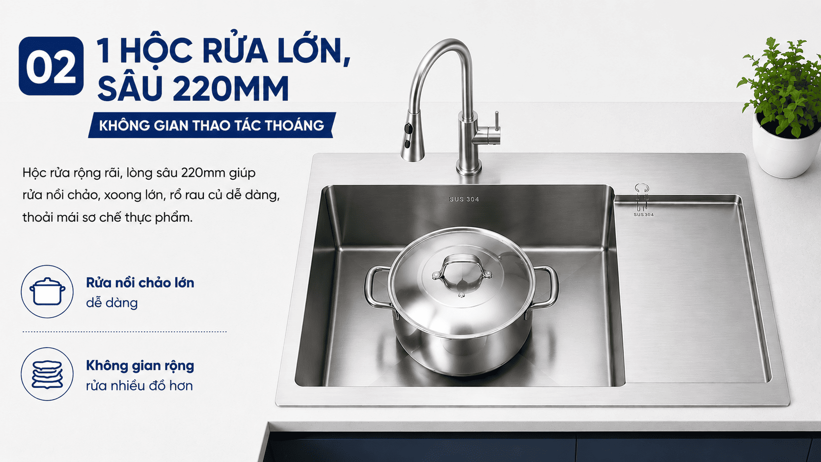 chậu 1 hộc rửa lớn