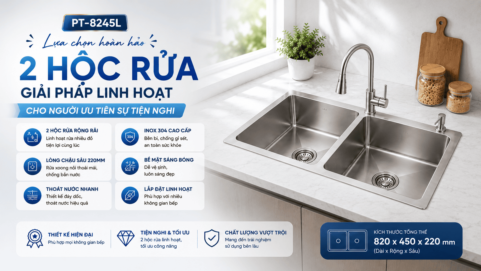 chậu rửa bát giải pháp linh hoạt cho sự tiện nghi