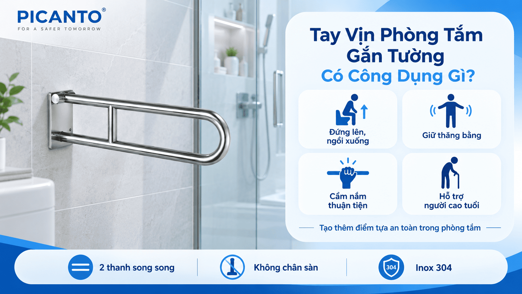 Tay vịn phòng tắm gắn tường