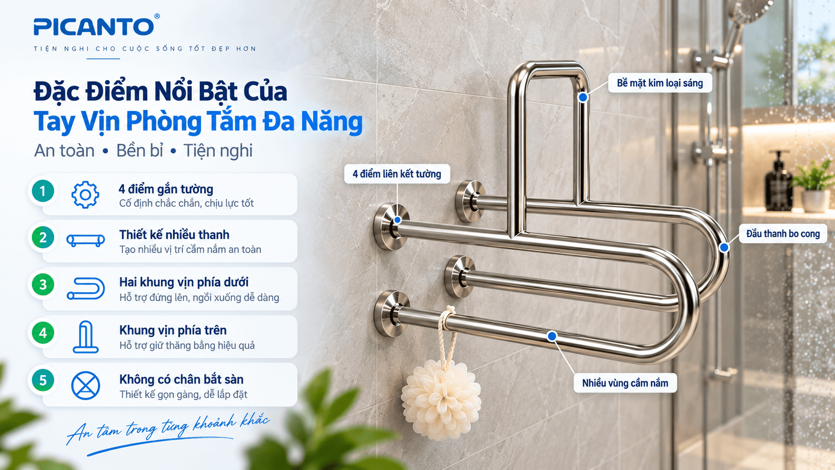 Tay vịn phòng tắm đa năng