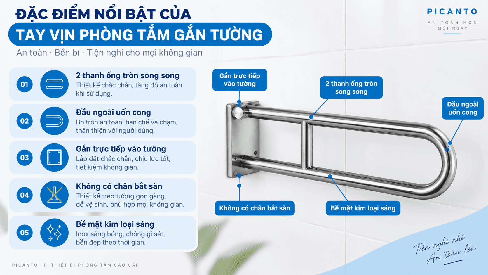 Tay vịn phòng tắm gắn tường
