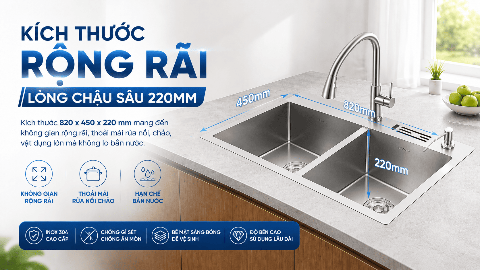 kích thước rộng rãi