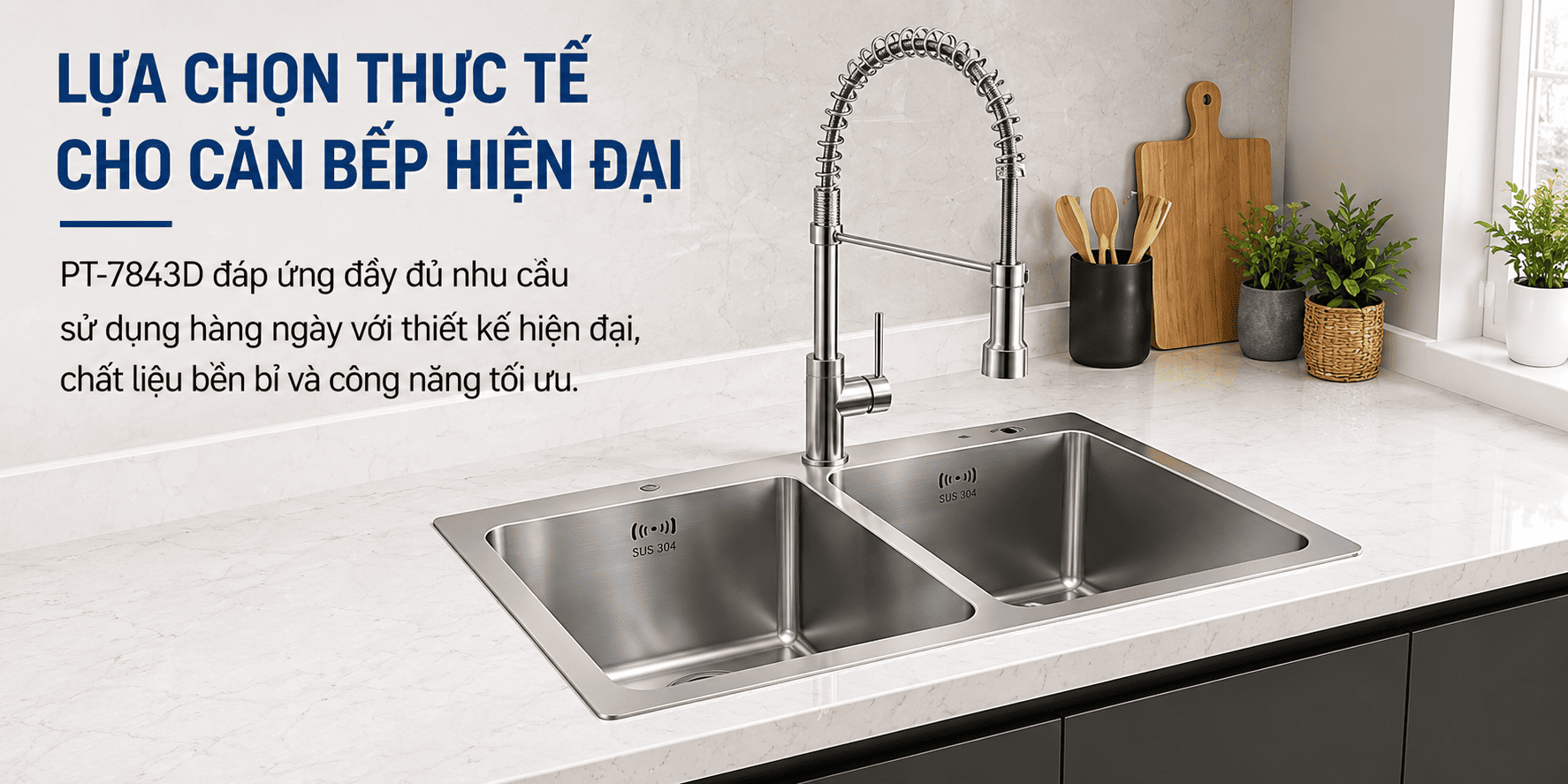 thiết kế chậu rửa bát không gian linh hoạt hiện đại