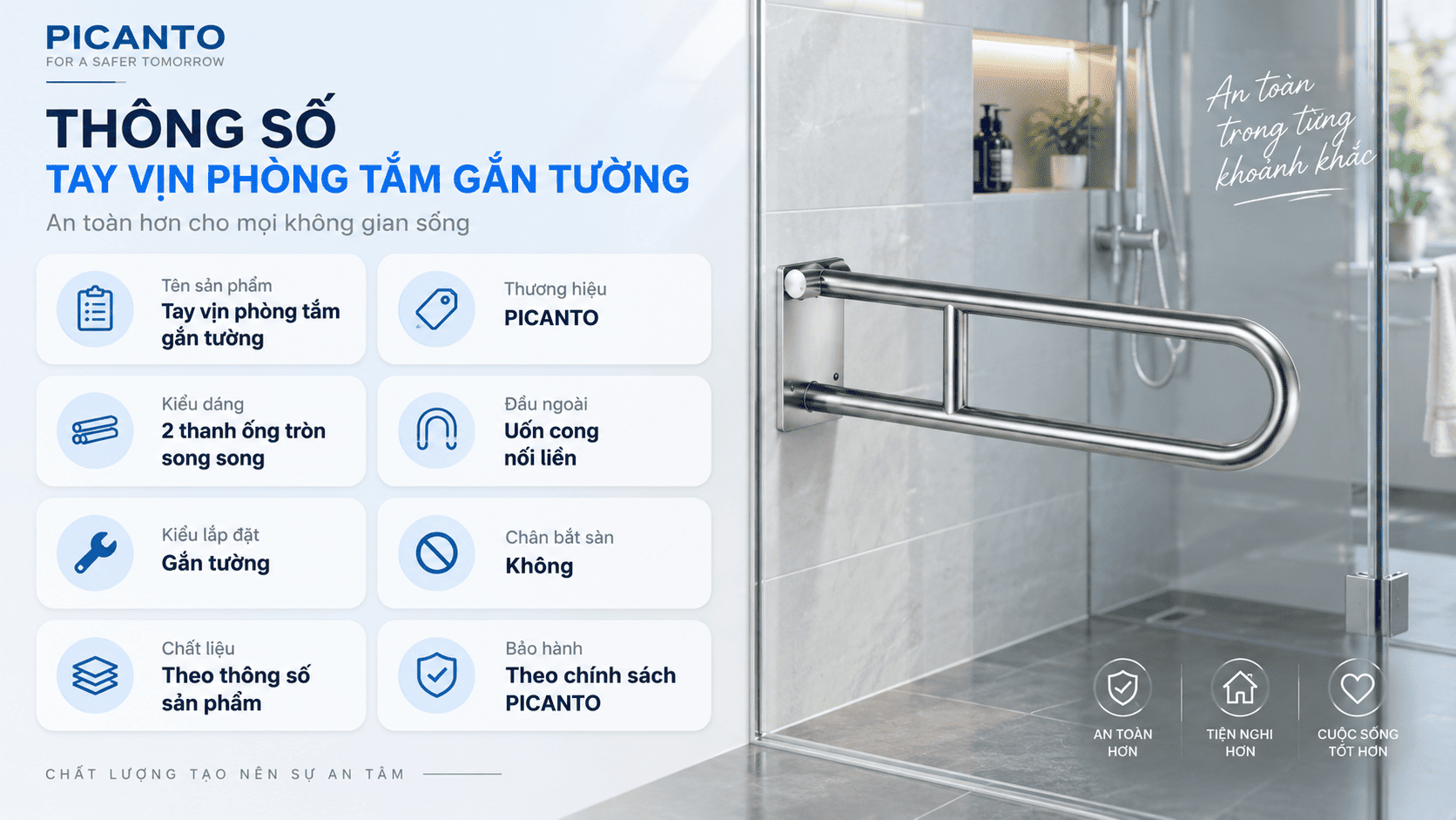 Tay vịn phòng tắm gắn tường
