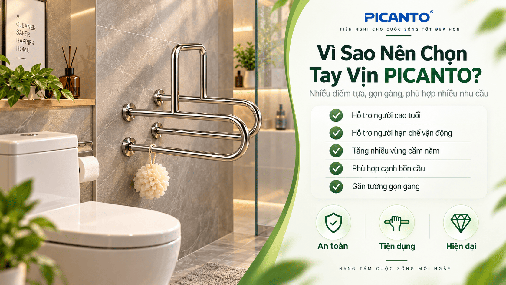 Tay vịn phòng tắm đa năng