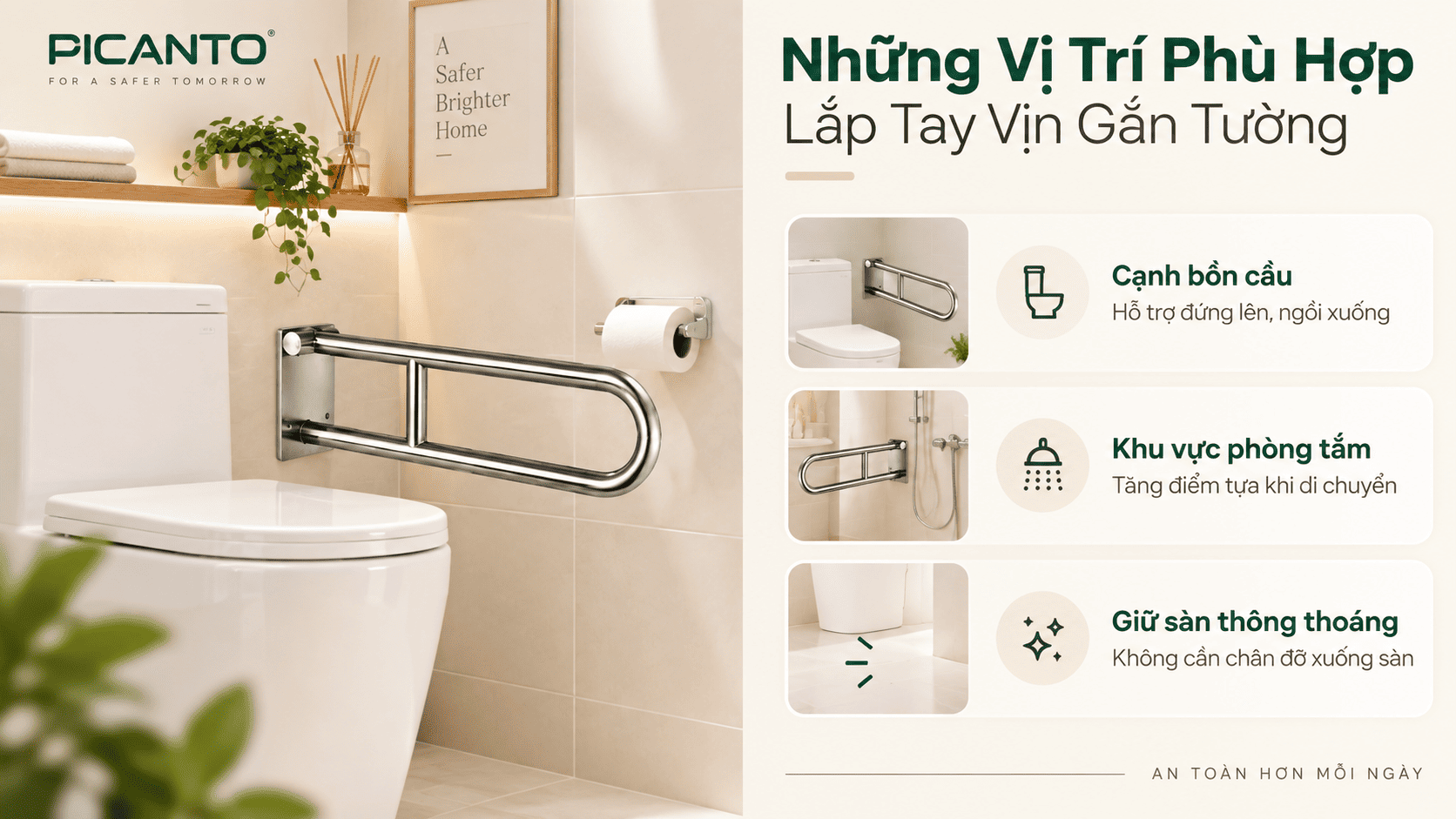Tay vịn phòng tắm gắn tường