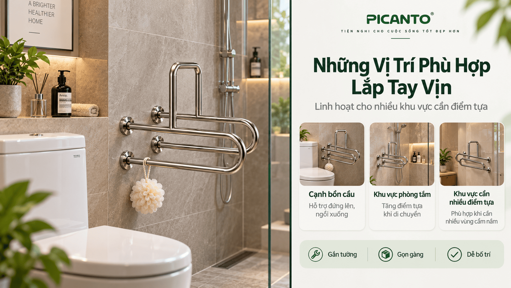 Tay vịn phòng tắm đa năng