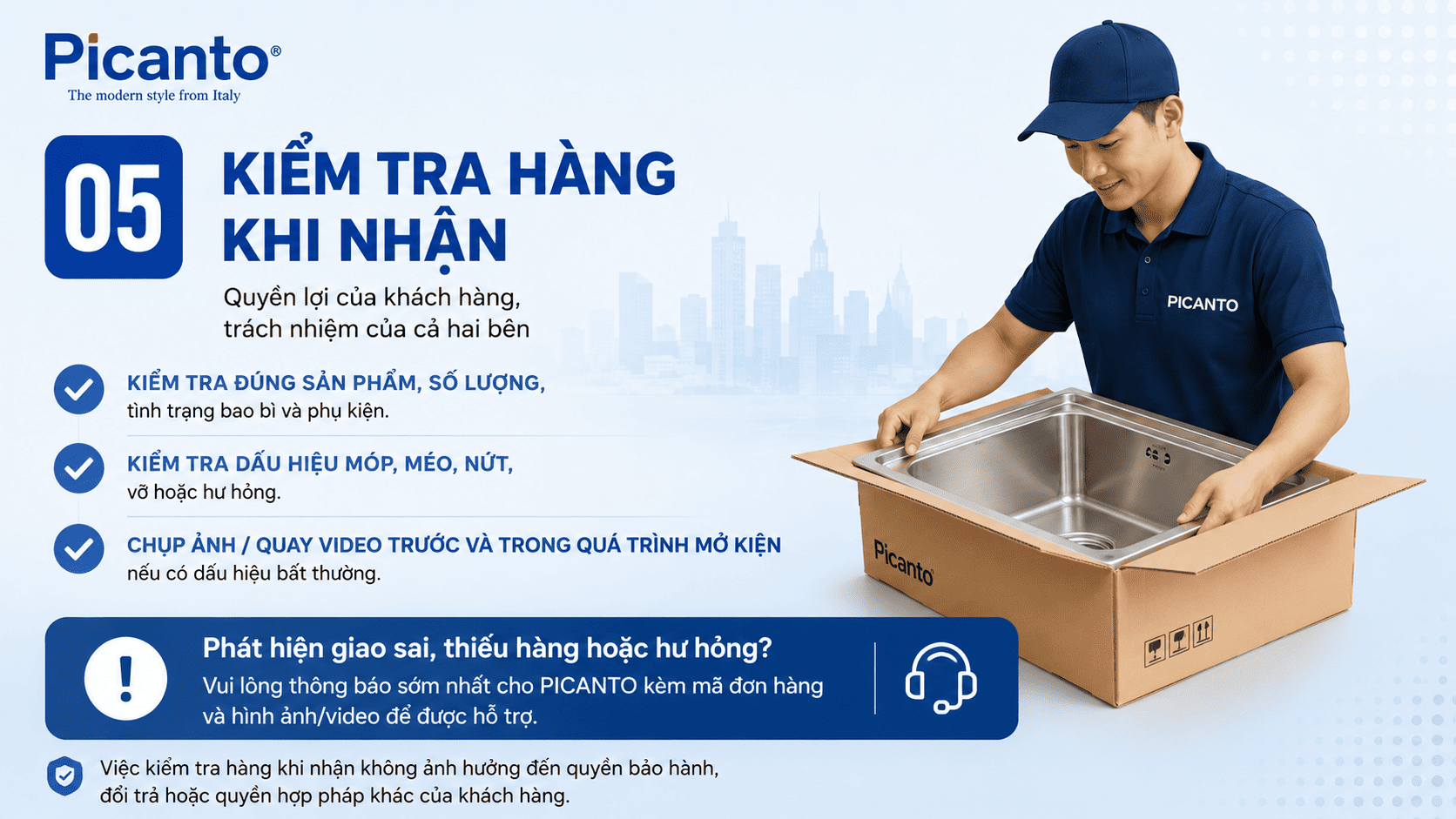 kiểm tra hàng trước khi nhận
